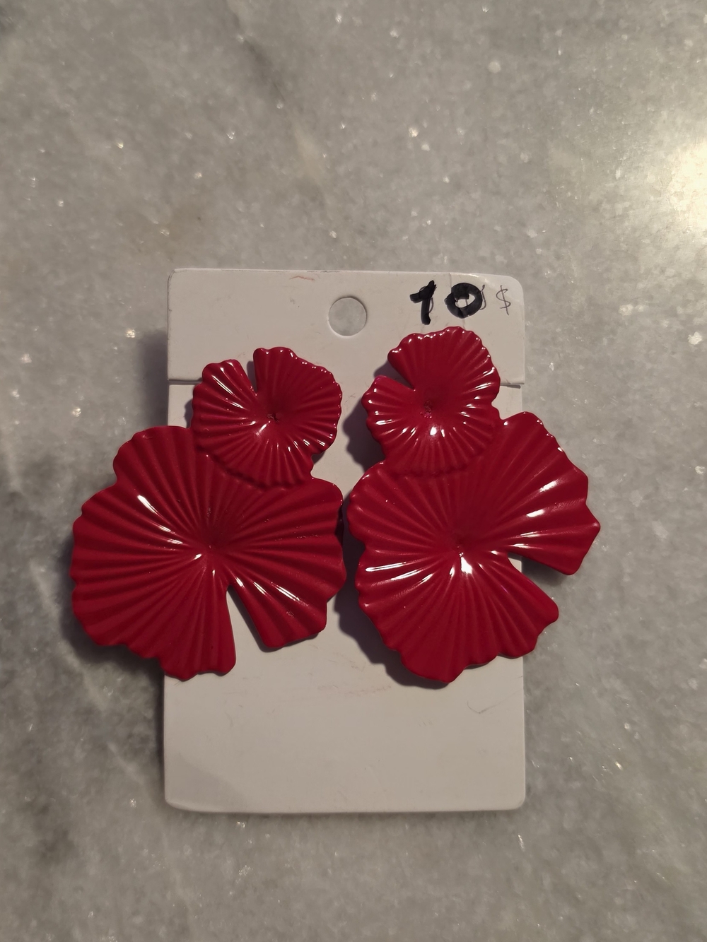 Fashion Jewelry Red Floral Drop Earrings - Women Accessories